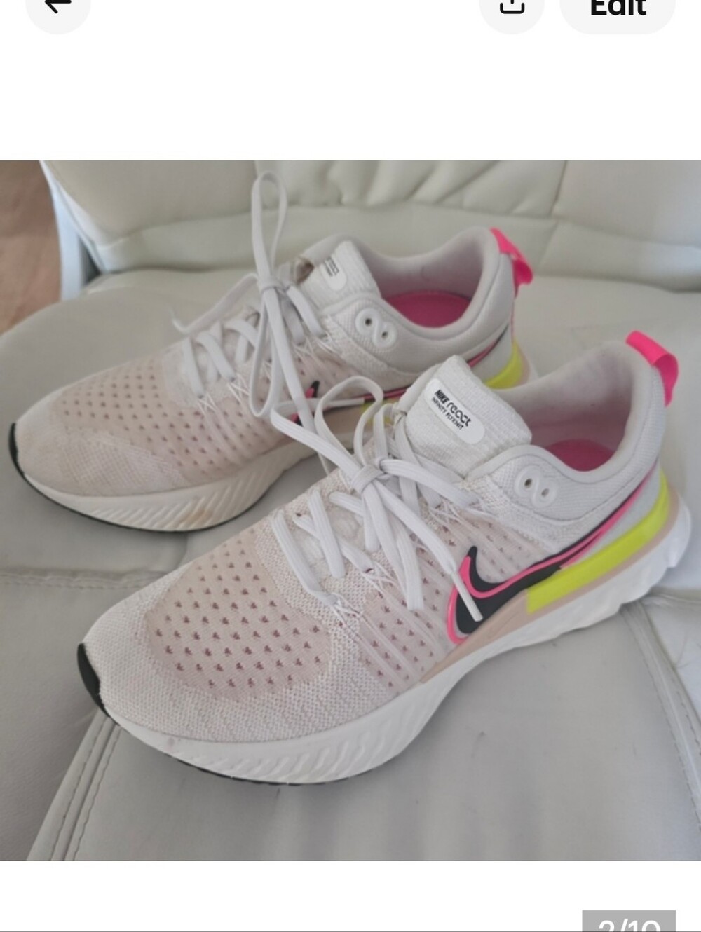 Nike Women's White and Neon Pink Sneakers